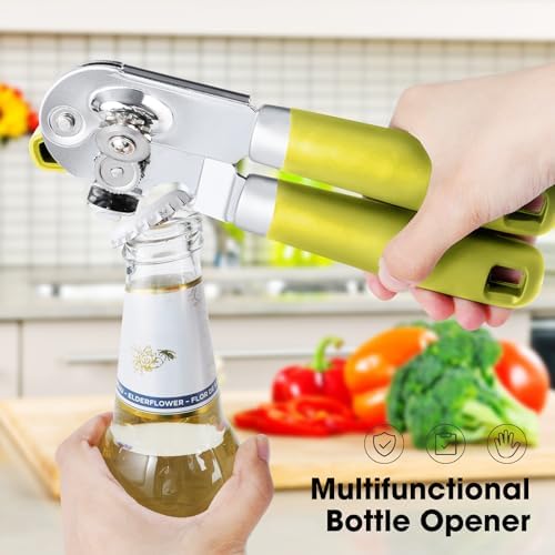 Beneno Heavy Duty Hand Can Opener Manual with Magnet, Lime Green