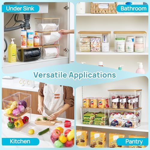 Vtopmart 2 Pack Trash Bag Holder with Bamboo Lid, Garbage Bag Dispenser