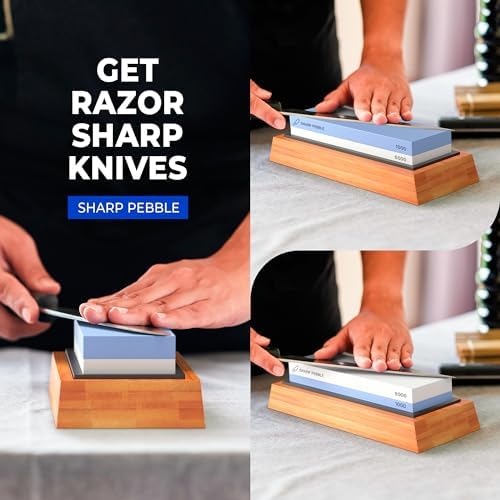 Sharp Pebble Whetstone Knife Sharpener – 1000/6000 Grit Sharpening Stone