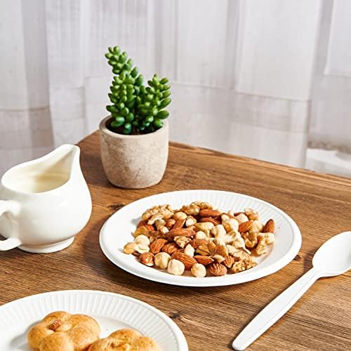 Vplus 100% Compostable Small Paper Plates, 200 Pack 7 Inch, Uncoated