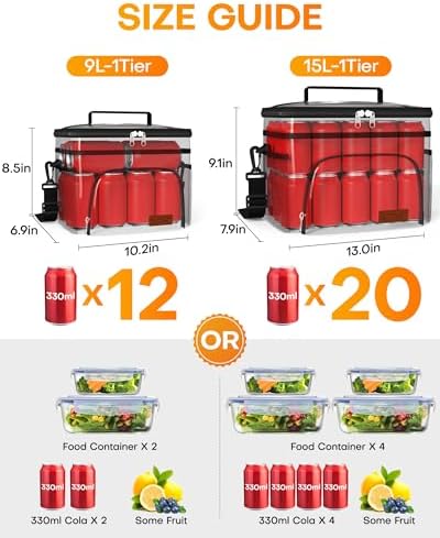 HOTOR Insulated Lunch Box Men Women Leak-Proof Cooler Lunch Bag 9L