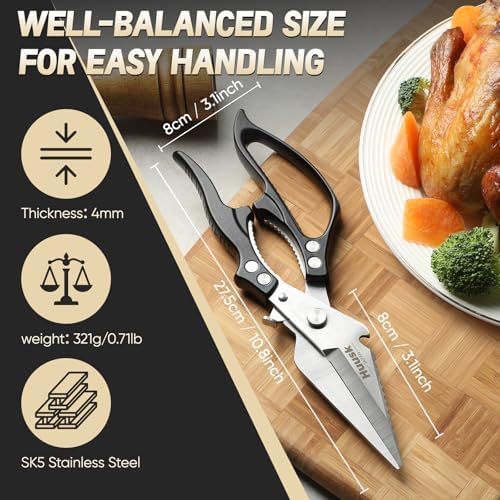 Huusk Kitchen Scissors All Purpose, Multifunction Poultry Shears Heavy Duty