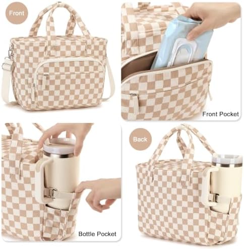 Bluboon Insulated Lunch Box for Work with Cup Holder, Corduroy Lunch Tote