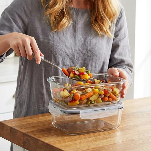 2 Pack 63oz Large Glass Storage Containers with Lids Big Meal Prep Food Container Set for Storing food, vegetables or fruits, BPA Free, Freezer Dishwasher Oven Safe (gray)