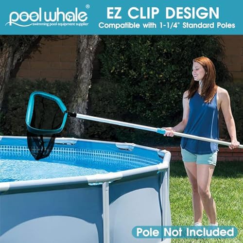 17.5" Aluminum Frame Pool Skimmer Rake Net, Deep Nylon Bag (No Pole)
