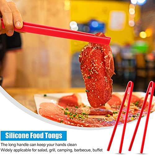 Patelai 2 Pcs 11.8 Inch Silicone Cooking Tongs Tweezers,Red