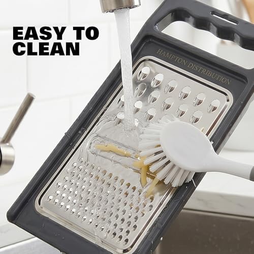 Cheese Grater with Handle, Stainless Steel, Cheese Shredder, Fruit and Vegetable Zester, Multifunction Kitchen Tool, Hampton Distribution