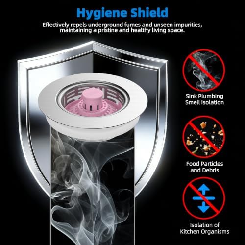 Hibbent 3 in 1 Kitchen Sink Drain Strainer, Metal Pop Up Stopper