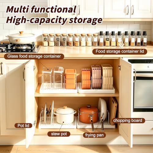 Expandable Pot and Pan Organizer Under Cabinet with 12 Adjustable Dividers