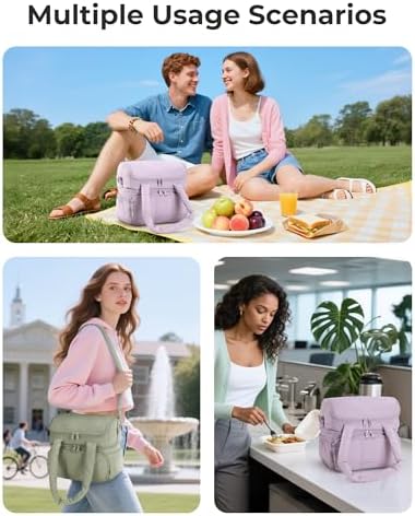 BAGSMART Lunch Bag Women, Double Deck Insulated Lunch Box, Lavender Purple