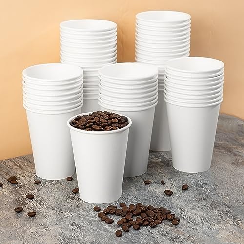 METAPRINT 1000 Pack 12 oz Disposable Paper Coffee Cups, White