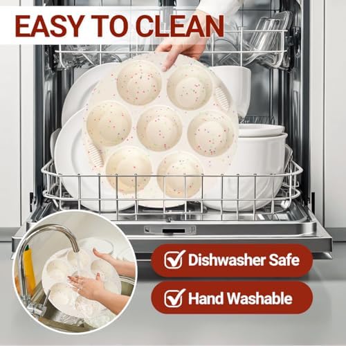 Silicone Muffin Pan for Air Fryer Oven Instant Pot, Nonstick 7 Cups Easy To Handle BPA Free for Baking Egg Bites Muffin Tart Cupcake Mini Quiche 2 Pack Confetti