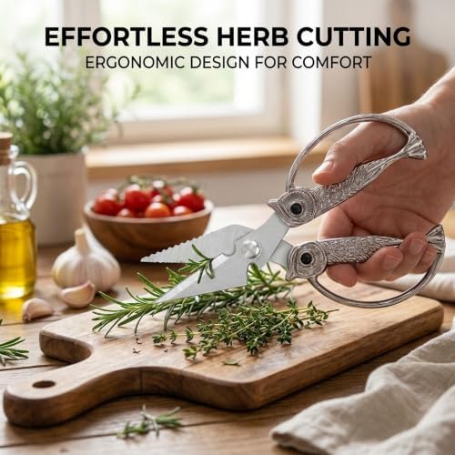 XSNBRD All Purpose Kitchen Shears, Nickel Stainless Owl Scissors Large