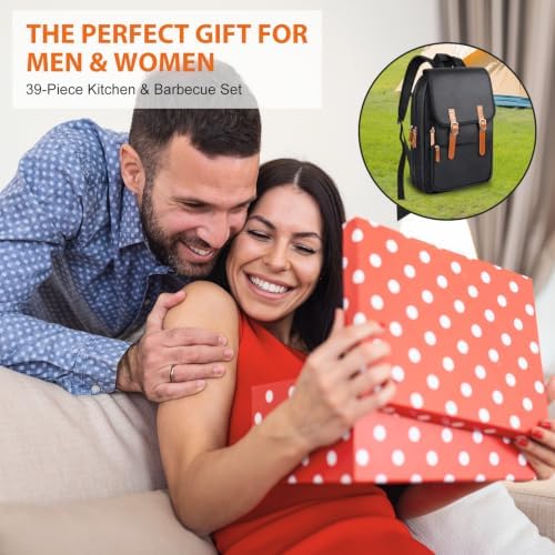Chef Knife Bag Backpack Style 39 PCS, Professional Knife Set Vintage Carrying Case for Chefs & Culinary Students, Holds 10" Knives, Water-Resistant 600D Material