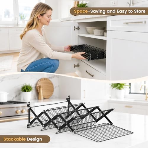 4 Tier Collapsible Cooling Rack for Baking Cookies Bread Barbecue