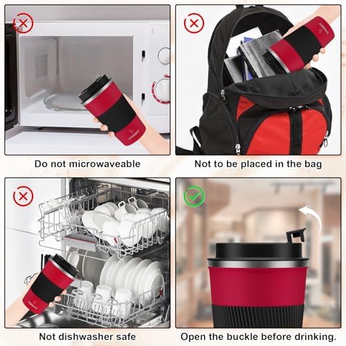 MOMSIV 12oz Travel Coffee Mug, Insulated Coffee Cup with Leakproof Lid