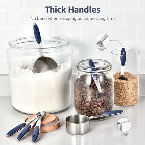 U-Taste Measuring Cups Spoons Set, 18/8 Stainless Steel, 10Pc/Midnight Blue