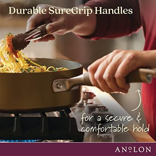 Anolon Advanced Home Hard-Anodized Nonstick Wide Stock Pot/Stockpot (10-Quart, Bronze)