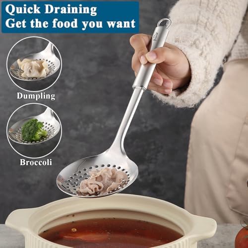 Berglander Spider Strainer Skimmer Ladle 2 Pieces, Stainless Steel Kitchen Skimmer Slotted Spoons for for Straining Pasta/Cooking/Frying, Kitchen Utensils Wire Strainer Pasta Spoon