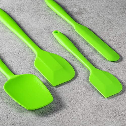 4-Piece Silicone Spatula Set with Stainless Steel Core, Green