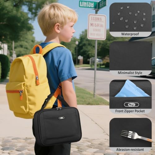 Tenot Lunch Box Kids Insulated Lunch Tote Bag Black