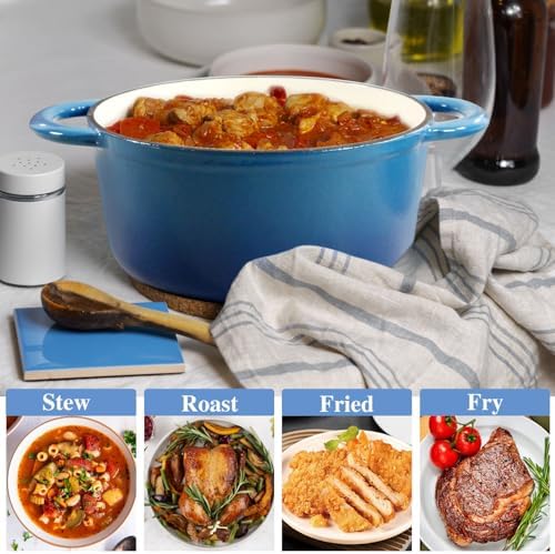 COOKWIN 6QT Enameled Cast Iron Dutch Oven with Lid, Heavy-Duty & Non-Stick Cookware Pot for Braising, Stews, Roasting, Bread Baking - Oven & Stovetop Safe