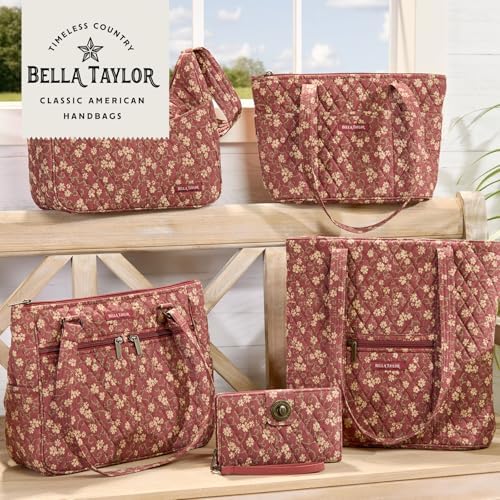 Bella Taylor Lunch Tote, Quilted Lunch Bag, Burgundy Floral