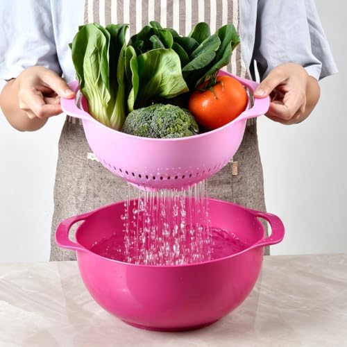 Mixing Bowls, Nesting Baking Bowls with Colander & Fine Mesh (Candy-10PCS)