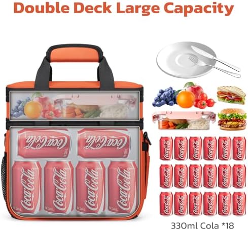 Maelstrom Insulated Lunch Box, 20L Double Deck Cooler Bag for Men Women