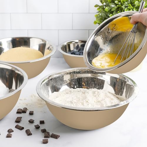 WHYSKO Stainless Steel Mixing Bowls Set, 5-Piece Meal Prep & Food Storage