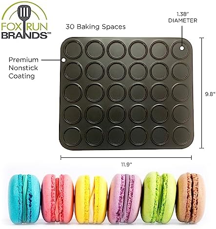 Fox Run Mini Macaron Baking Pan, 30 Small Cup Non-Stick Macaron Cookie Pan