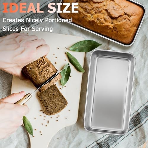 TeamFar Loaf Pans for Baking Bread, 9 x 5 Inch Stainless Steel Loaf Pans