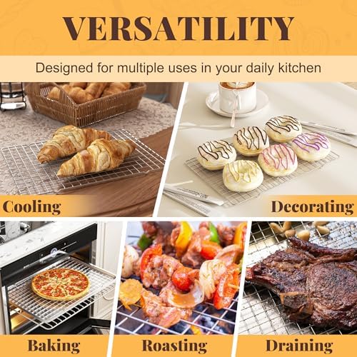 2 PCS Grid Wire Baking Cooling Racks, 10" x 15", Silver