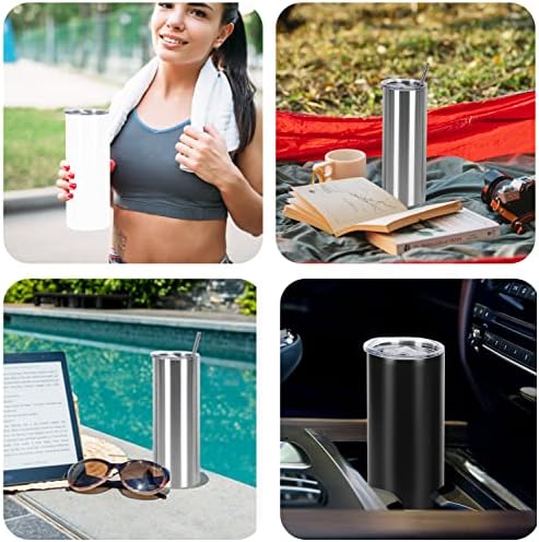 16 Pack 20 Oz Straight Skinny Tumblers,Individually Gift Boxed Stainless Steel Slim Skinny Tumbler Set Bulk, 20 Oz Insulated Slim Thin Travel Tumbler Cup for Diy, White