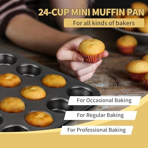 TeamFar Mini Muffin Pan, 24-Cup Non-Stick Cupcake Tray Tin for Baking