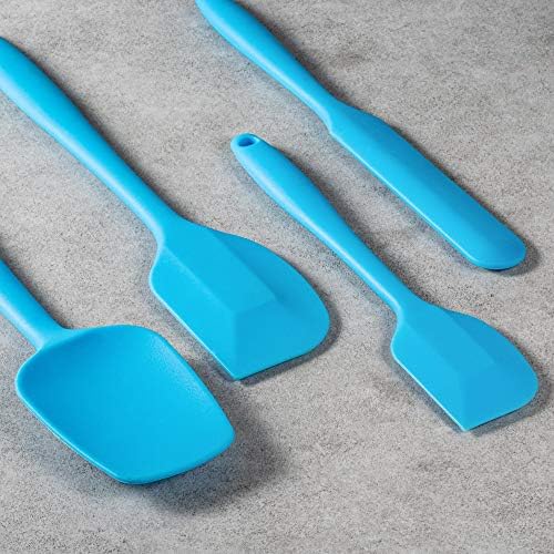 4-Piece Silicone Spatula Set with Stainless Steel Core, Blue