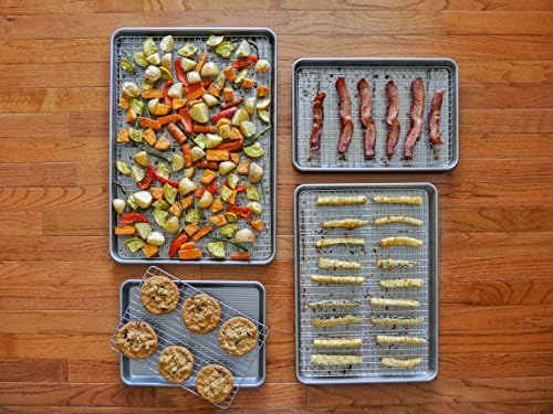 USA Pan Quarter Sheet Oven Safe Nonstick Baking and Cooling Rack (Pack of 2)