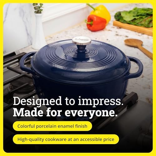 Lodge Essential Enamel Cast Iron Dutch Oven, 6 Quart, Indigo