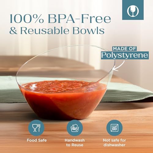 5 Pack Clear Angled Plastic Serving Bowls Disposable for Party Table 8oz