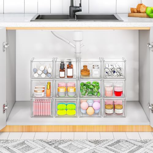 caktraie 6-Pack Stackable Acrylic Storage Drawers, Small