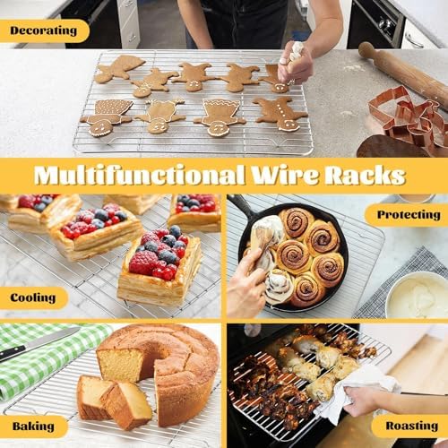 P&P CHEF 15.3" x 11.25" Cooling Baking Wire Racks Pack of 2, Silver