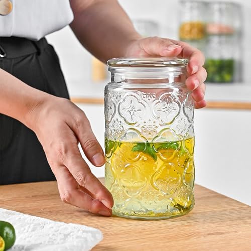 Adodeen Glass Storage Containers With Lids, Glass Jars With Lids, 32OZ