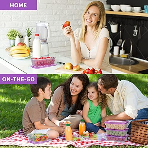 KIGI Food Containers, Snap-on Lids, BPA-Free Plastic, Lightweight & Portable for on-the-go, Vented & Microwave Safe for Leftovers, Stackable (4.4 Cup 6 PACK)