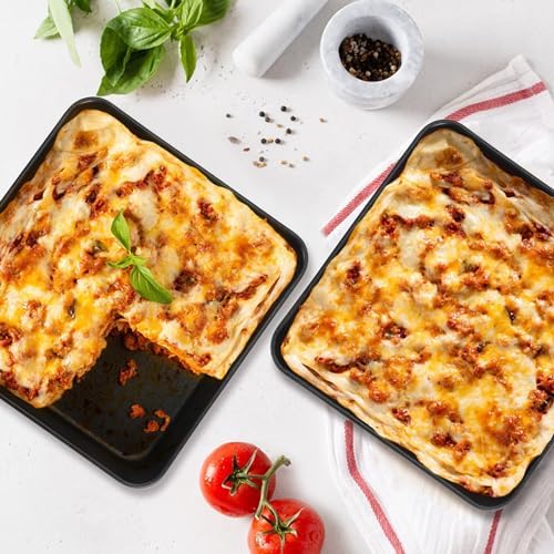 E-far 8 Inch Baking Pan Set of 2, Nonstick Square Cake Pan for Lasagna Cake