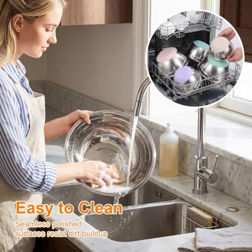 5PCS Stainless Steel Mixing Bowls Set With Non-Slip Silicone Base