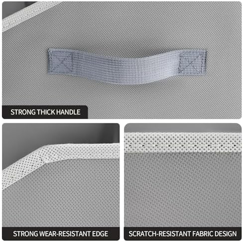 Homsorout Trapezoid Closet Shelf Organizer - Large Baskets for Organizing, Fabric Storage Cubes for Shelves, Storag Organizers Bins for Clothes, Blankets, 3 Pack, Grey