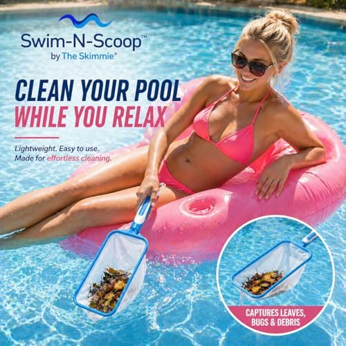 The Skimmie Neptune Net & Swim-N-Scoop Fine Mesh Pool Skimmer Nets Deep-Bag Leaf Rakes for Pools, Spas, Fountains & Cold Plunges Handheld Skimmers for Surface and Floor Cleaning. *Pole NOT Included