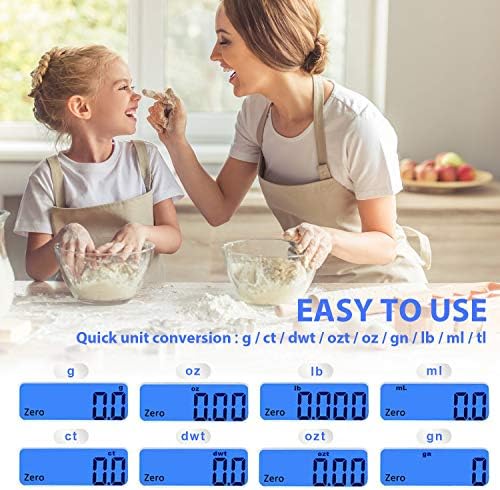 Food Scale, Rechargeable Kitchen Scale with Trays 3000g/0.1g, Mini Scale with Tare Function Digital Scale Grams and Ounces for Weight Loss, Dieting, Cooking, Meal Prep, Coffee, Jewelry