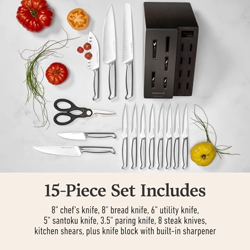 Premier by Calphalon® 15-Piece Knife Set with SharpIN™ EdgeTech, Stainless Steel Handles