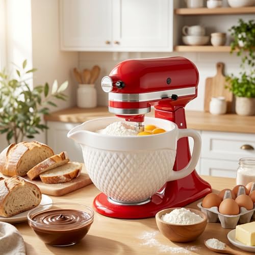 COFUN Ceramic Mixer Bowl for KitchenAid 4.5-5 Qt Tilt-Head Stand Mixers